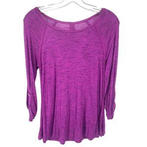 Calvin Klein Womens Performance Top Shirt Roll Tab Sleeve Quick Dry Purple Small